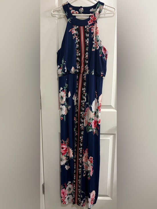 Three Hearts Dresses & Skirts - Three Pink Hearts Navy Floral Halter Cameo Vertical Women’s Maxi Dress